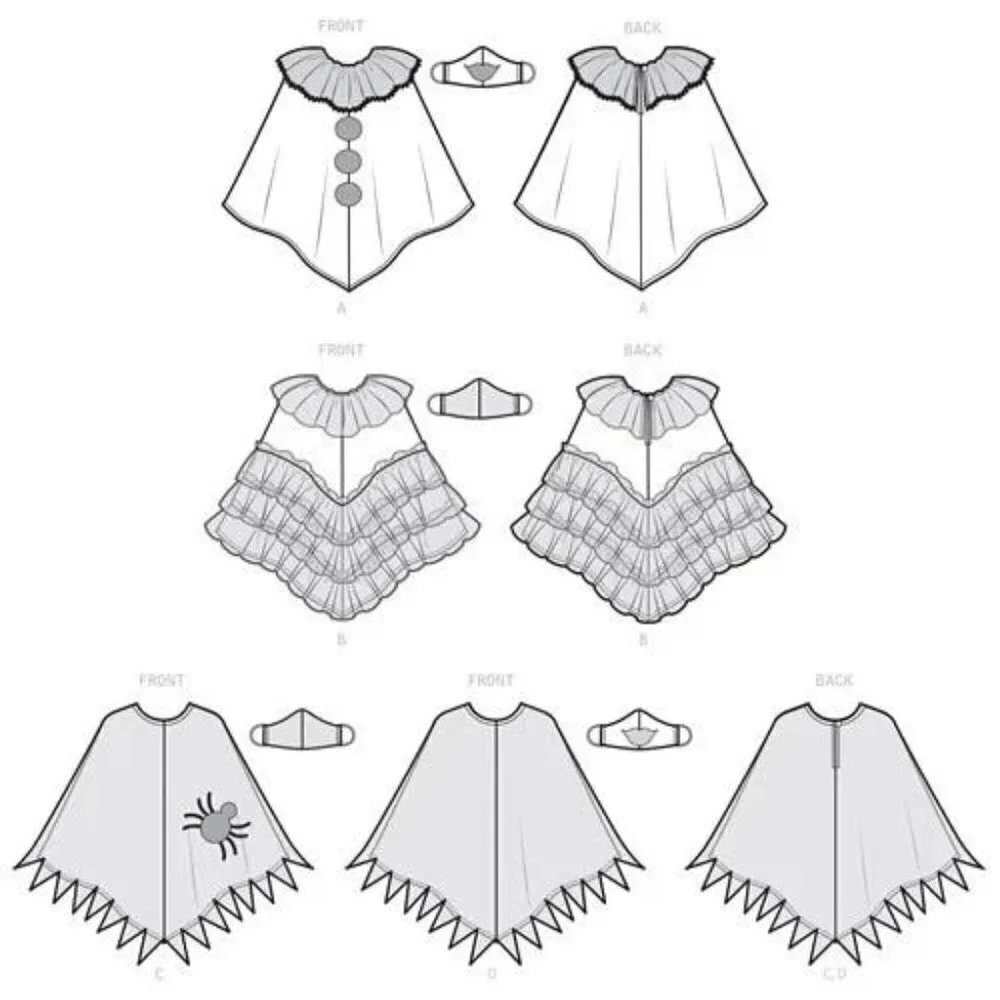 Simplicity Sewing‎ Pattern 9350 11161 Misses Poncho Costume Face Mask